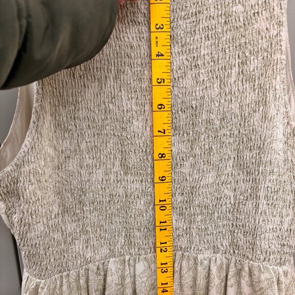 Lucy Paris Lyna Halter Midi Dress Green Floral Smocked Top Lined Size LG Pockets - Picture 10 of 13